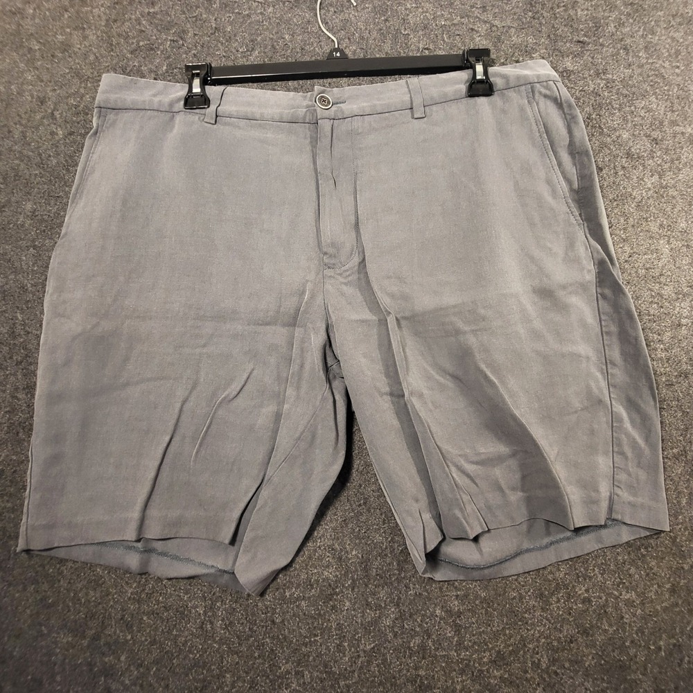 Tommy Bahama Mens 42 Gray 100% Silk Flat Front Casual Resort Shorts Luxury